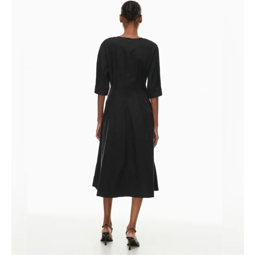 New Aritzia Babaton Brighton Black Poplin Midi Dress Women’s Size Medium 8 10